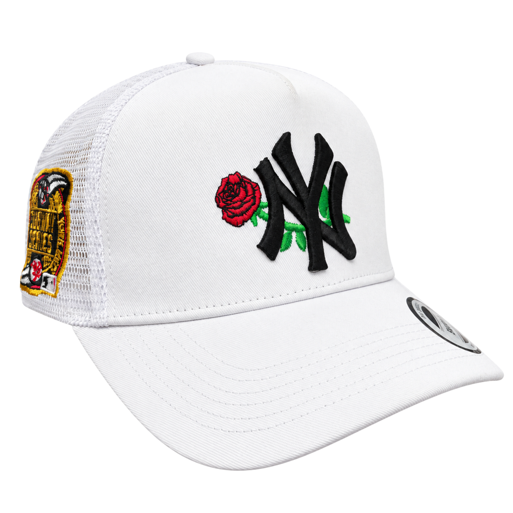 Cooperstown New York Yankees Rose Subway Series Trucker – White, Black, Red & Green