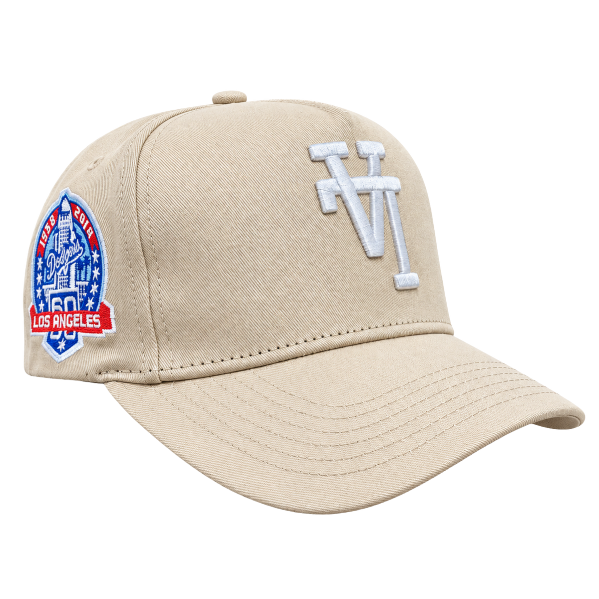 Cooperstown Los Angeles Dodgers Reverse Logo – Beige & White
