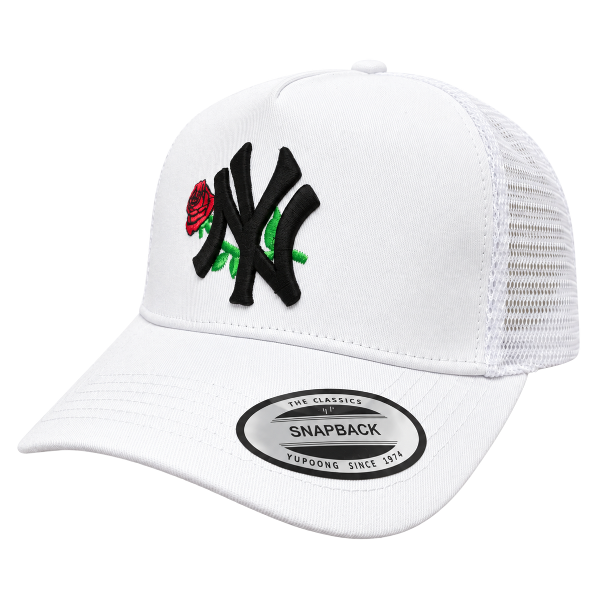 Cooperstown New York Yankees Rose Subway Series Trucker – White, Black, Red & Green