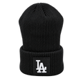 Los Angeles Dodgers Patch Ribbed Beanie – Black & White