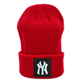 New York Yankees Patch Ribbed Beanie – Red, Black & White